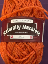 Naturally Nazareth Aran Wt Wool Yarn by Kraemer Yarns clr Jack-O-Lantern - £2.28 GBP