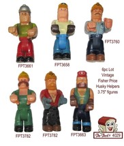 Lot 6 pc Fisher Price Husky Helpers Vintage Construction Worker Men used - £19.71 GBP