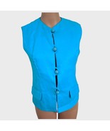 60s Bright Blue Vest Spring Summer XS S Misses Vintage - $24.41 CAD