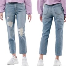 HOLLISTER Ultra High-Rise Mom Jeans Distressed Light Wash Size 27 x 27 - £26.84 GBP