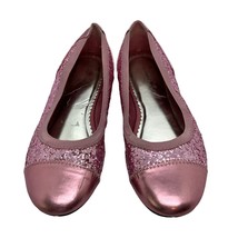 Lands End Metallic Pink Sparkly Girls Flats Sz 3M - £15.09 GBP