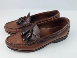 Allen Edmonds Nashua brown Pebble grain leather tassel loafers size 8 D  USA - £24.91 GBP