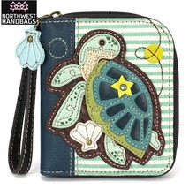 TURTLE SHELL ZIP AROUND WALLET STRIPED CHALA - $36.63