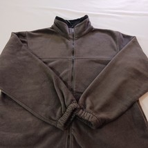 Landway Men's Brown Full Zip Pockets Fleece Jacket Size Medium Measured Chest 47 image 10
