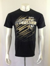 Pittsburgh Penguins Reebok Tee Men&#39;s Medium Black Graphic Crew Neck T Shirt - £7.15 GBP