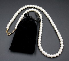Faux Pearl Single Strand Necklace 18&quot; Young Lady Girl Gift Pouch - £9.46 GBP