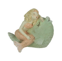 Whimsical Hand Painted Pastel Mermaid Relaxing With a Seashell Statue - £23.35 GBP