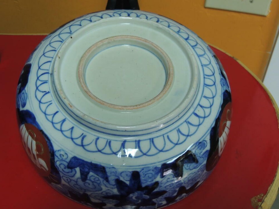 Japanese Imari 9.5" Bowl underglaze Blue overglaze Red Green Gold peacock Antiqu Item image 11