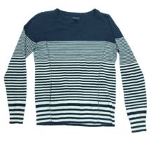 Lucky Brand Sweater Top Womens Medium Blue White Striped Lightweight - $7.66