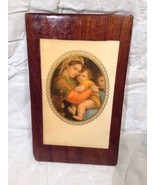 (K09) VINTAGE Handmade Primative Art "Mother & Child" Made on a Cigar Box Cover - $39.60