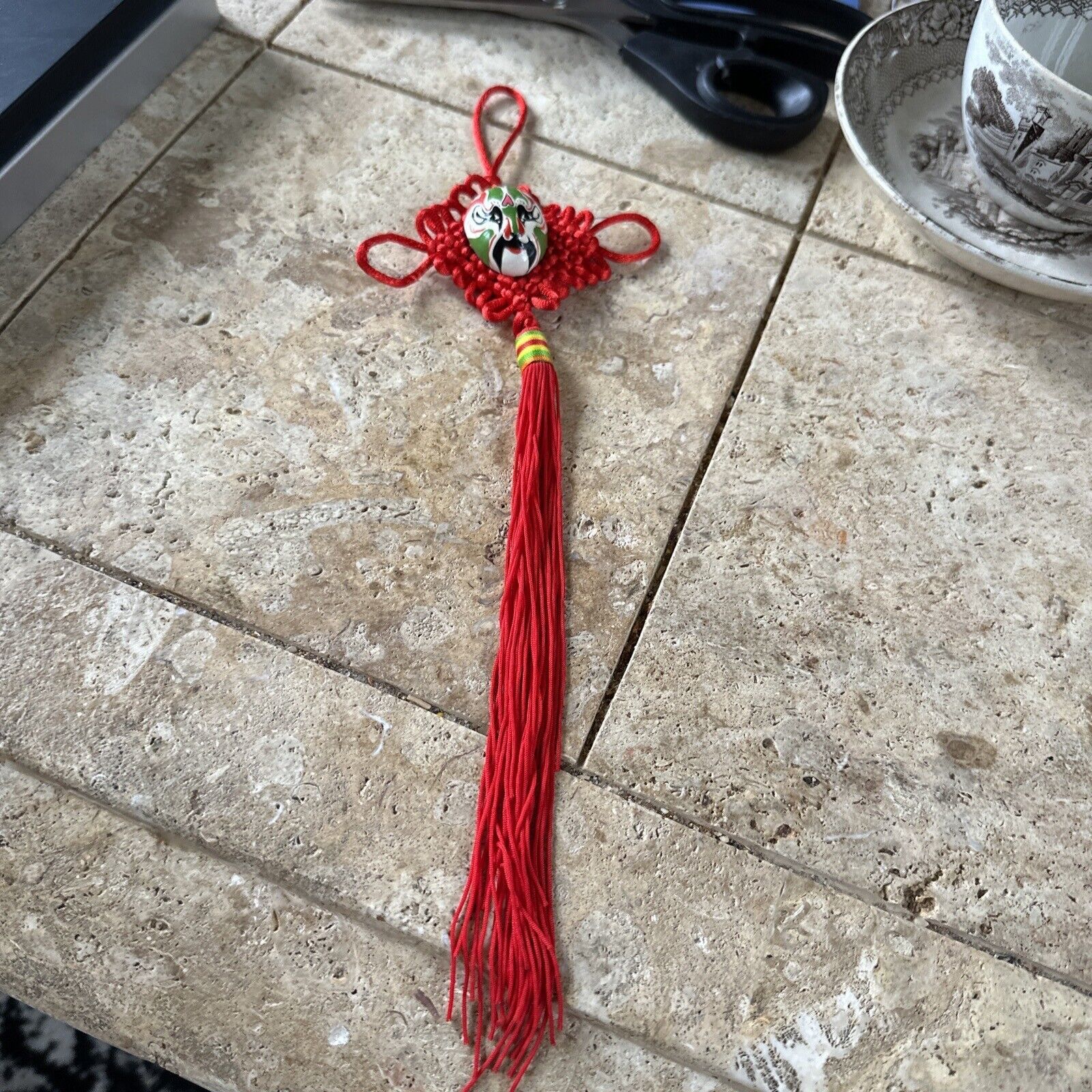 Oriental Chinese Knot Face Mask Ornament Tassel Holiday Christmas - $8.60