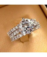 14K White Gold Plated 3CT Round Moissanite Ring Set Engagement Band - $238.93 CAD