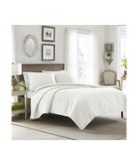 Laura Ashley Felicity Scroll 3p full queen quilt Shams set White NEW - $95.95