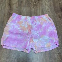 Rachel Zoe Pink Orange Tie Dye 100% Linen Pull On Shorts Womens Size Medium - $21.78