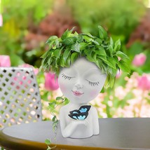 Weweow Face Planter Pot - Face Flower Pot For Indoor Outdoor Plants Resin - £26.36 GBP