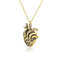 Anatomical Heart Necklace For Women Men Minimalist Stainless Steel Gold ... - £19.93 GBP
