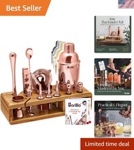 Rose Gold Bartender Kit: 23-Pc Stainless Steel Cocktail Set with Bamboo ... - $1,541.07 MXN