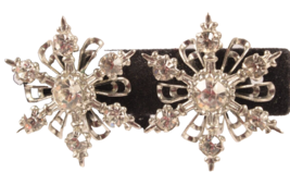 Vintage Earrings Layered Snowflake Design Screw Back Rhinestone Crystals - £6.85 GBP