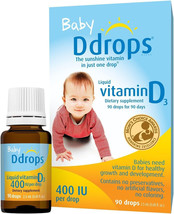 Ddrops 1072834 400 IU Liquid Vitamin D3 Drops for Babies, 0.08 Fl. Oz Pack of 2 - £20.45 GBP