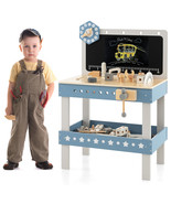 Wooden Kids Play Tool Workbench Set Workshop Table Pretend Play Construc... - $80.99