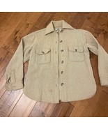 Woolrich Wool Shirt Jacket Thick Flannel Schacket Tan Beige Button Up Vi... - $102.57 CAD