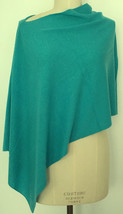 Eileen Fisher Asymmetrical 100% Merino Wool Poncho Sz.-One Size Turquoise - £54.80 GBP