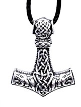 Thors Hammer Necklace Mjolnir Wolfs Fenrir Celtic Knot 33&quot; Cord Pendant UK - £6.15 GBP