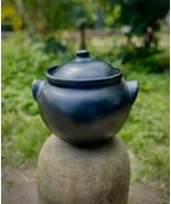 Soup Pot Black Clay Earthen Crock Pot 4 Liters Unglazed 100% Handmade in... - £85.85 GBP