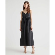 Quince Womens 100% Organic Cotton Sleeveless Maxi Dress Black Empire Waist M - £41.65 GBP