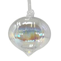 4 Inch Clear Iridescent Onion Glass Christmas Ornament Decoration - $14.83