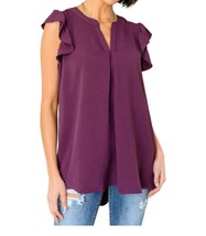 Zenana ruffled sleeve high-low blouse Purple - $30.00