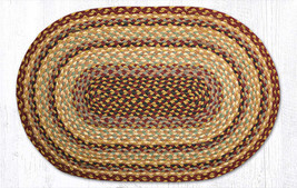 Earth Rugs C-357 Burgundy Gray Cream Oval Braided Rug 20&quot; x 30&quot; - £31.60 GBP