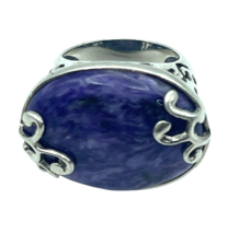 Vintage Southwest Charoite Gemstone 925 Sterling Silver Jewelry Ring Size 6.5 - £109.64 GBP