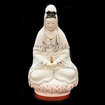 Chinese Porcelain Quan Yin On Lotus Statue 8&quot; Mid-Century 1960&#39;s In Orig... - £42.80 GBP