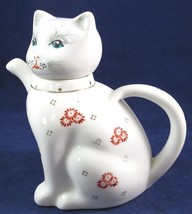 Vintage Small 5-1/4&quot; White Cat Collectible Ceramic Teapot, Great Condition! - $9.99