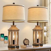 25.25&quot; Farmhouse Dual Usb Charging Ports 3-Way Dimmable Touch Control Table Lamp - £116.17 GBP