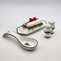 Christopher Radko Holiday Celebrations Butter Tray/Lid Salt &amp; Pepper/ Spoon Rest - £37.59 GBP
