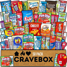 CRAVEBOX Snack Box Variety Pack Care Package (50 Count) Christmas Treats Gift Ba - £33.38 GBP