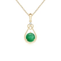 ANGARA Natural Emerald &amp; Diamond Pendant Necklace in 14K Yellow Gold (A, 0.46Ct) - $550.72