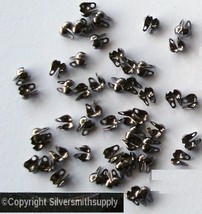 Necklace ends 3mm BLACK plated closed loop clam shell bead tips 50+pcs fpc031 - £1.54 GBP