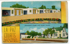 La Paz Courts Motel S Highway 85 Santa Fe New Mexico 1940s postcard - $6.44