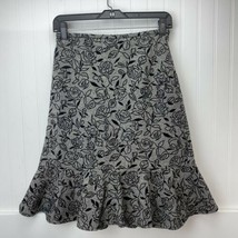Ann Taylor Loft Wool Blend Peplum Skirt Sz 0 Gray Black Floral Lined Texture EUC - £11.31 GBP