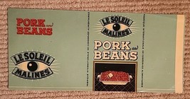 Le SOLIEL MALINES VTG 1930S PORK AND BEANS UNCIRCULATED TIN CAN LABEL - $7.50