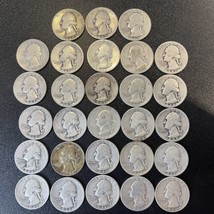 1940’s Washington Quarters 90% Silver Lot Of 28 Coins - $166.27