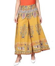 Women Palazzo ethnic Cool Cotton Printed flared Size- XS to 2XL Light Mustard - £30.15 GBP
