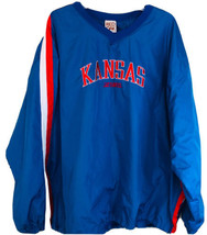 Kansas Jayhawks Pulliver Nylon Jacket  2XL Red Blue Drawstring Bottom Re... - $11.54