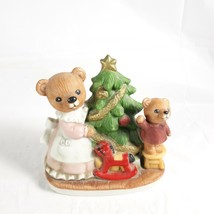 Homco 5114 Bears Christmas Tree Holiday Ceramic Figurine - £17.75 GBP