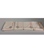 Vintage European Scandinavian Embroidered Linen Folk Cross Napkins 4pc Lot - $67.32