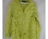 Susan Graver Style Women&#39;s Bright Green Sheer Floral Lace Blouse Size Small - $16.48