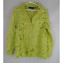 Susan Graver Style Women&#39;s Bright Green Sheer Floral Lace Blouse Size Small - £12.96 GBP